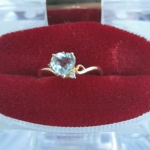 14k aquamarine and diamond ring